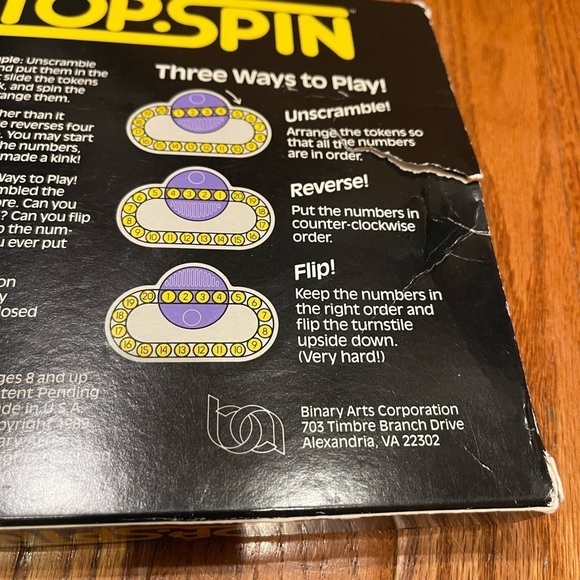 TOP SPIN Puzzle Brain Teaser Numbers Game Toy Binary Arts USA Made Vintage - Picture 6 of 9